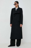 Cumpara ieftin Victoria Beckham palton de lana culoarea negru, de tranzitie, cu doua randuri de nasturi