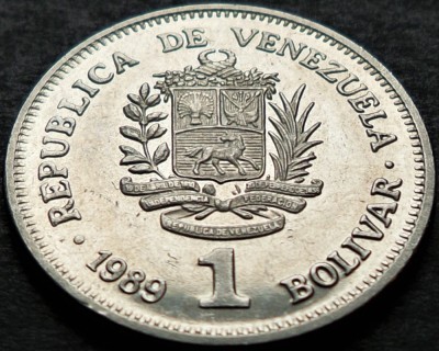 Moneda 1 BOLIVAR - VENEZUELA, anul 1989 * cod 4389 A = A.UNC foto