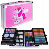 Cumpara ieftin Set,trusa de pictura si desen pentru copii,creioane,markere,culori 145 piese - Roz, Dactylion