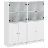 Biblioteca cu usi, alb, 136x37x142 cm, lemn prelucrat