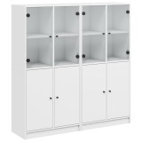 Biblioteca cu usi, alb, 136x37x142 cm, lemn prelucrat