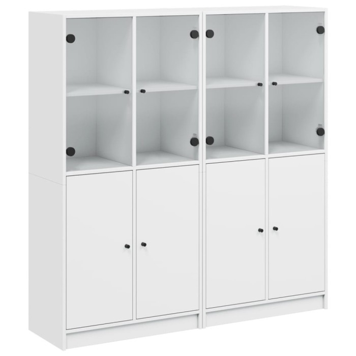 Biblioteca cu usi, alb, 136x37x142 cm, lemn prelucrat