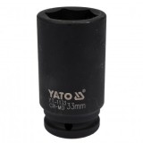 Cheie tubulara hexagonala adanca Yato YT-1133, de impact, 33 mm, prindere patrat 3/4&quot;, Cr-Mo