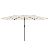 Outsunny Umbrelă dublă 436 x 260 cm, Protecție UV, Umbrelă de oțel cu manivelă, Ovală Bej | Aosom Romania