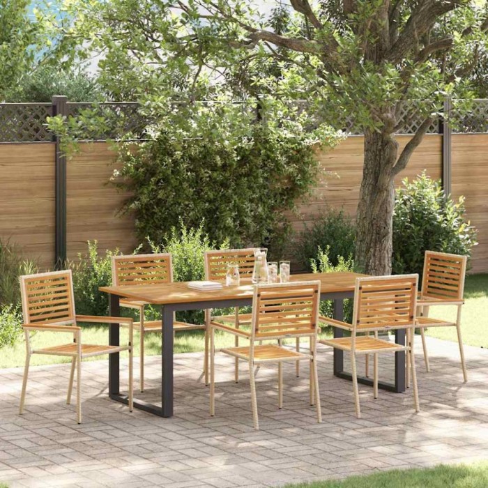 vidaXL Set de masă pentru grădină 7 pcs Bej