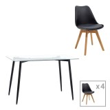 Set dining Quana-Gaston, Pako World, 5 piese, Negru, 120x70x75 cm