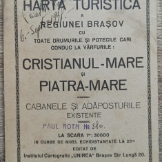 Harta turistica a regiunei Brasov, Cristianul-Mare si Piatra-Mare// anii '30