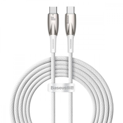 CABLU alimentare si date Baseus Glimmer, Fast Charging Data Cable pt. smartphone, USB Type-C la USB Type-C 100W, 2m, alb &amp;quot;CADH000802&amp;quot; (timbru verde 0. foto