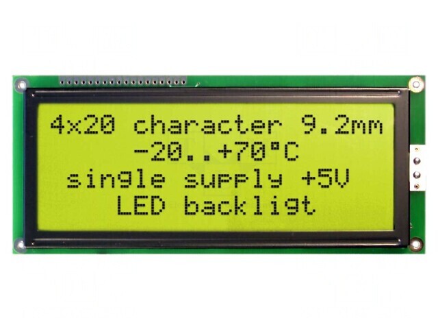 Afișaj LCD Alfanumeric 20x4 Galben-Verde LED STN Positive