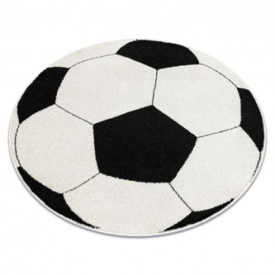 Covor SILVER cerc PIŁKA fotbal negru - alb, cerc 80 cm foto