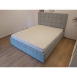 Pat Tapitat Regal 160 cm x 200 cm Vernil din Stofa fara Saltea Ortopedica