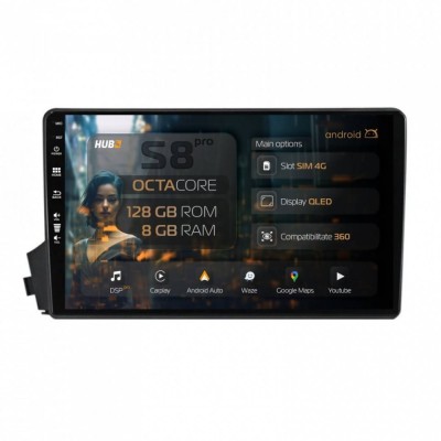 Navigatie Ssangyong Actyon-Kyron (2005-2011) 8GB RAM Android 13 Octacore Slot Sim 4G DSP GPS Wi-FI Carplay Android Auto USB Bluetooth Waze Touchscreen foto