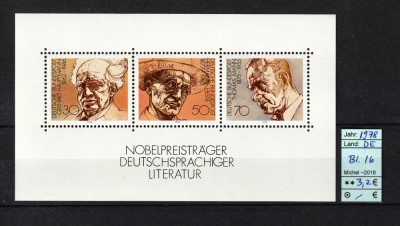 Germania, 1978 | Laureaţi premiu Nobel pentru Literatură - Scriitori | MNH | aph foto