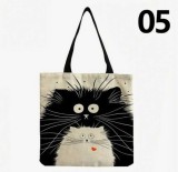 Cumpara ieftin Tote bag cu model pisica 05 , 100% linen, 40x38 cm - Copie