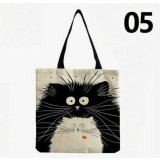 Tote bag cu model pisica 05 , 100% linen, 40x38 cm - Copie