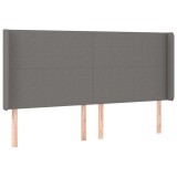 Cumpara ieftin Tablie de pat cu aripioare gri inchis 163x16x118/128 cm textil