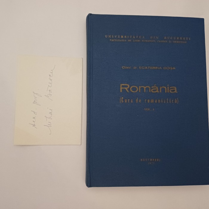 ROMANIA.CURS DE ROMANISTICA VOL.1+CARTE DE VIZITA-ECATERINA GOGA-1977 R4