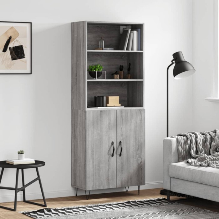 vidaXL Dulap &icirc;nalt, gri sonoma, 69,5x34x180 cm, lemn compozit
