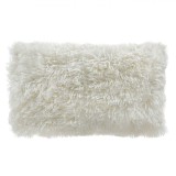Perna Decorativă Imitatie Blana Shaggy, 50x30cm, Alb, Poliester, Oem