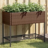 vidaXL Jardiniere de grădină cu raft 2 buc. maro 90x40x75cm poliratan 3210508