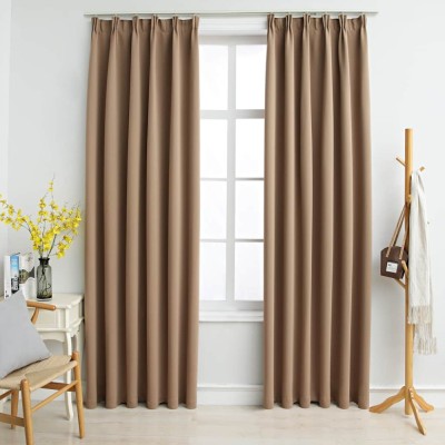 Draperii opace cu c&amp;acirc;rlige, 2 buc., gri taupe, 140 x 225 cm foto