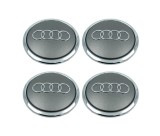 Set 4 Capac Janta Aliaj Audi 61 MM, Gri Cu Rama Crom