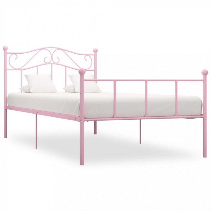 Cadru de pat, roz, 100 x 200 cm, metal GartenMobel Dekor