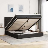 vidaXL Cadru de pat otoman cu saltele, catifea neagră 160x200cm 3314404