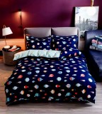 Cumpara ieftin Lenjerie de pat pentru o persoana cu husa elastic pat si fata perna dreptunghiulara, Okavango, bumbac mercerizat, multicolor