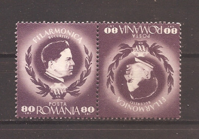 ROMANIA 1946 - LP.193b, 25 DE ANI FILARMONICA ROMANA, TETE BECHE, MNH foto