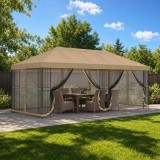 Cumpara ieftin Pavilion cu panouri laterale 6 x 3 m Bej Poliester si otel
