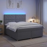 Cumpara ieftin Pat boxspring cu saltea Gri deschis 160 x 200 cm Tesatura
