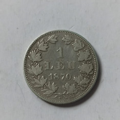 1 Leu 1870 C argint , varianta normala. Rara in aceasta stare. Carol I