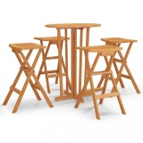 Cumpara ieftin Set mobilier de bar pliabil, 5 piese, lemn masiv de tec