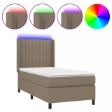 Cumpara ieftin Pat cu arcuri, saltea si LED, Gri taupe, 100x200 cm, textil