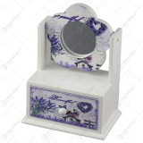 Cutie de bijuterii din lemn cu sertar si oglinda florare 10&times;15 CM &ndash; Lavender