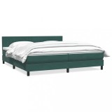 vidaXL Pat box spring cu saltea, verde &icirc;nchis, 180x220 cm, catifea 3316464