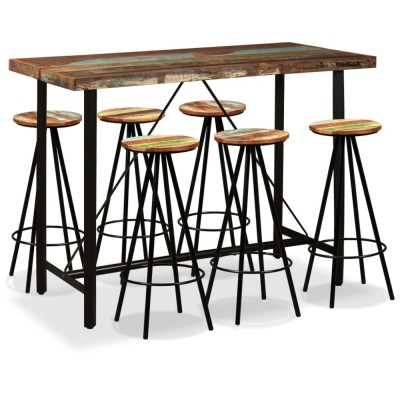 Set mobilier de bar, 7 piese, lemn masiv reciclat foto