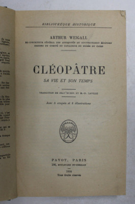 CLEOPATRE - SA VIE ET SON TEMPS par ARTHUR WEIGALL , 1934 foto