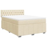 Cumpara ieftin Pat box spring cu saltea, crem, 140x200 cm, textil