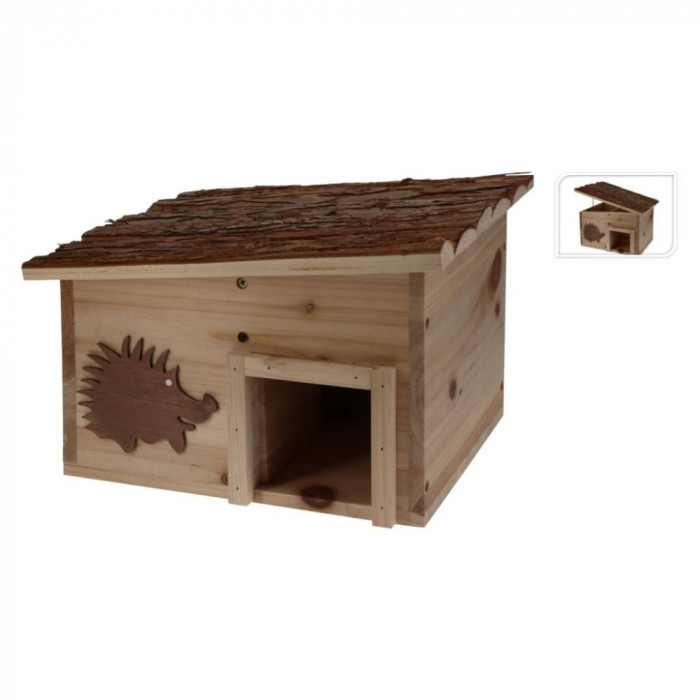 ProGarden Casa pentru arici, 34x28x22 cm, lemn cu scoarta de copac GartenMobel Dekor