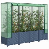 VidaXL Strat &icirc;nălțat cu husă de seră, aspect ratan, 160x40x138 cm