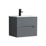 Trent 60 dulap de baie inferior cu chiuvetă ceramică 2 sertare, gri antracit