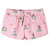 Pantaloni scurți pentru copii cu șnur roz deschis 128, vidaXL