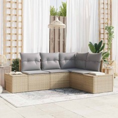vidaXL Set de canapele pentru grădină 4 pcs Bej Rattan poli 3347040