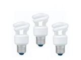 SET 3 becuri fluorescent Panasonic, soclu E27, putere 5W, forma spirala, lumina alb calda, alimentare 220 - 240 V, &quot;EFD5E27HD3E-3&quot; (timbru verde 1.35