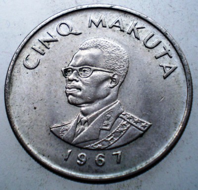 2.006 CONGO MOBUTU SESE SEKO 5 MAKUTA 1967 XF foto