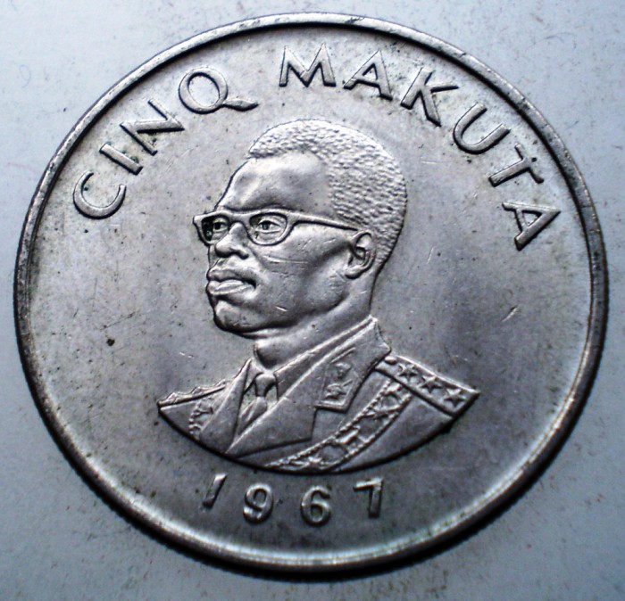 2.006 CONGO MOBUTU SESE SEKO 5 MAKUTA 1967 XF