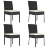 Set 4 Scaune Gradina Gossi Poliratan Negru cu Perne Crem  Exterior