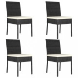 VidaXL Scaune de masă pentru grădină, 4 buc., negru, poliratan 315107